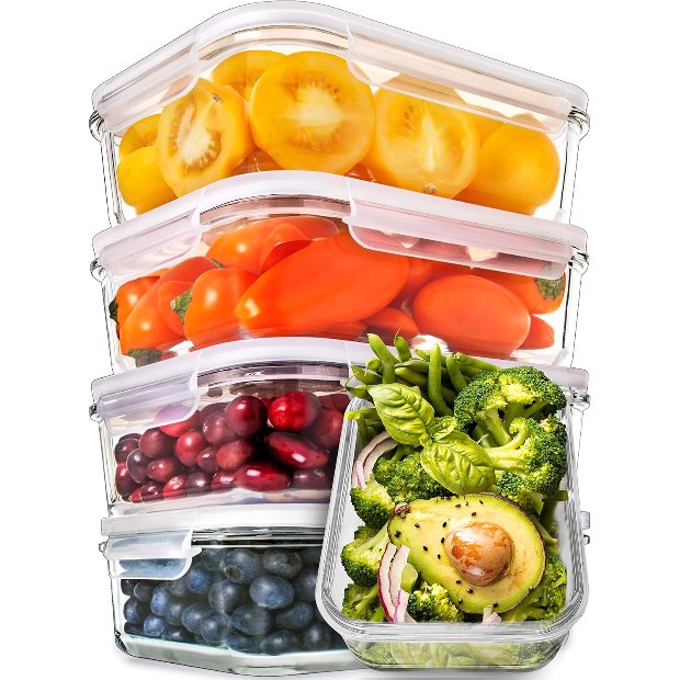 30 oz Glass Meal Prep Dishes, 5 Pack