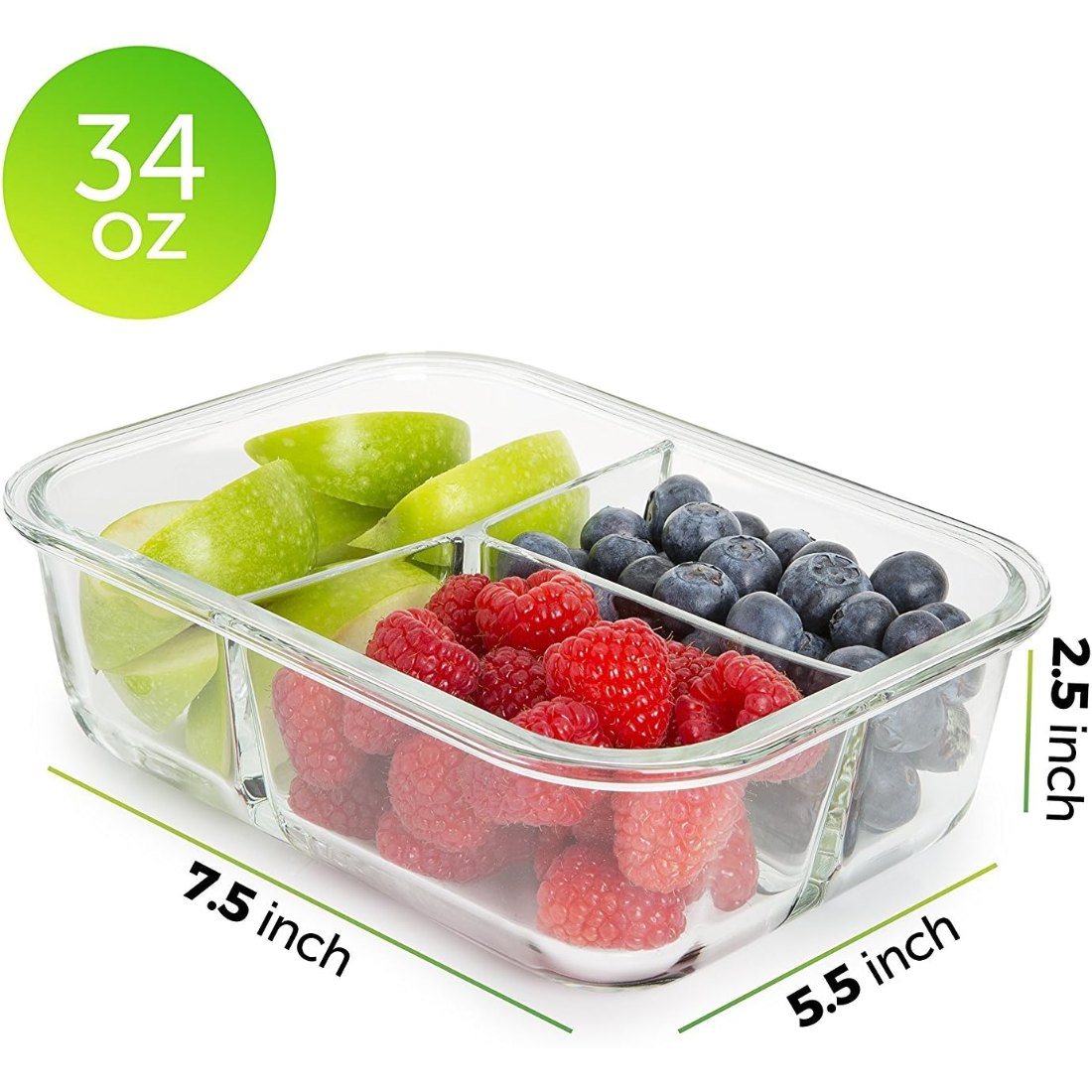 34 oz Divided Glass Dishes, 3 Compartments, 4 Pack, view 8