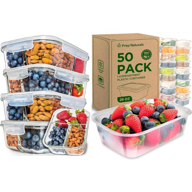 34 oz Glass 5 Pack with 50 Plastic Boxes