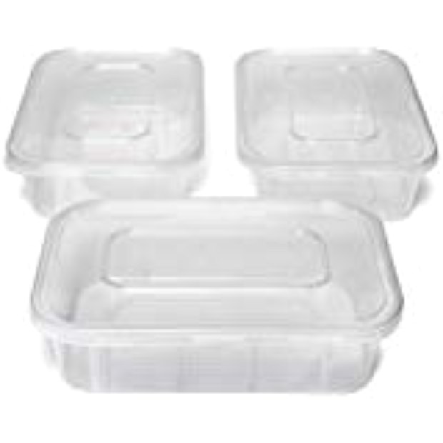 Divided Plastic Trays, 3 Compartments, 20 Pack
